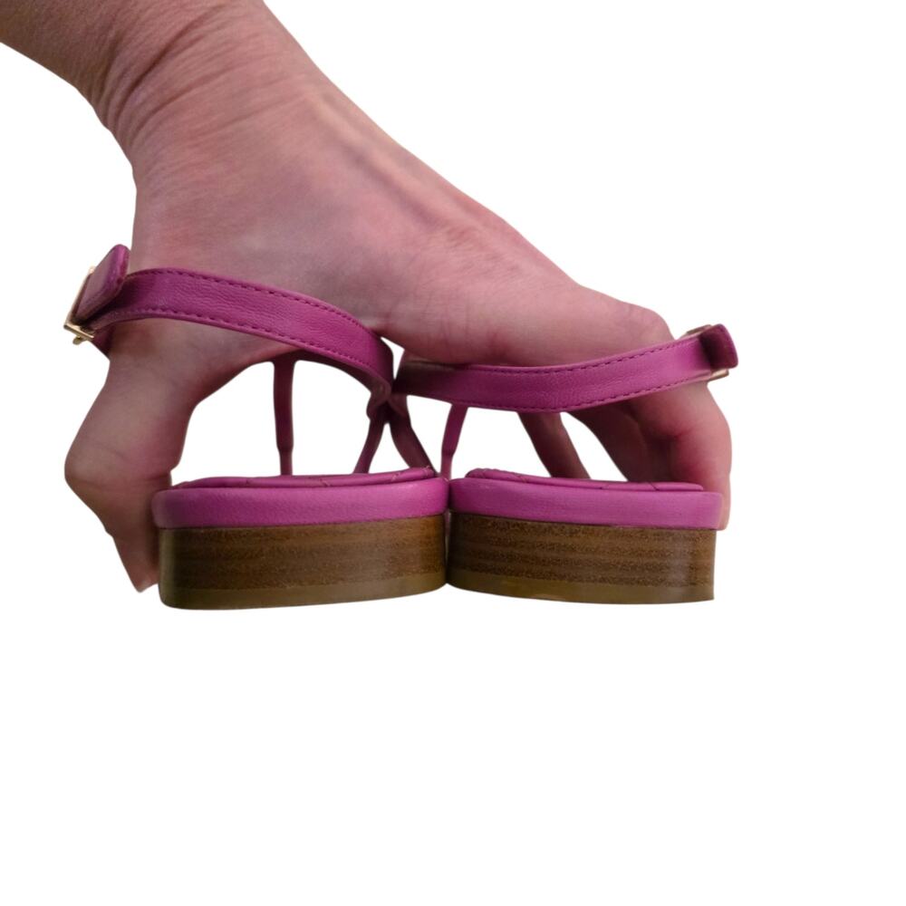 Chanel Thong Pink Quilted Leather CC Logo Sandals Chain Flat Crystal 36 5.5 - Picture 8 of 12